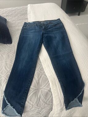 Joe's Jeans Dark Blue Flare Jeans with Raw Hem